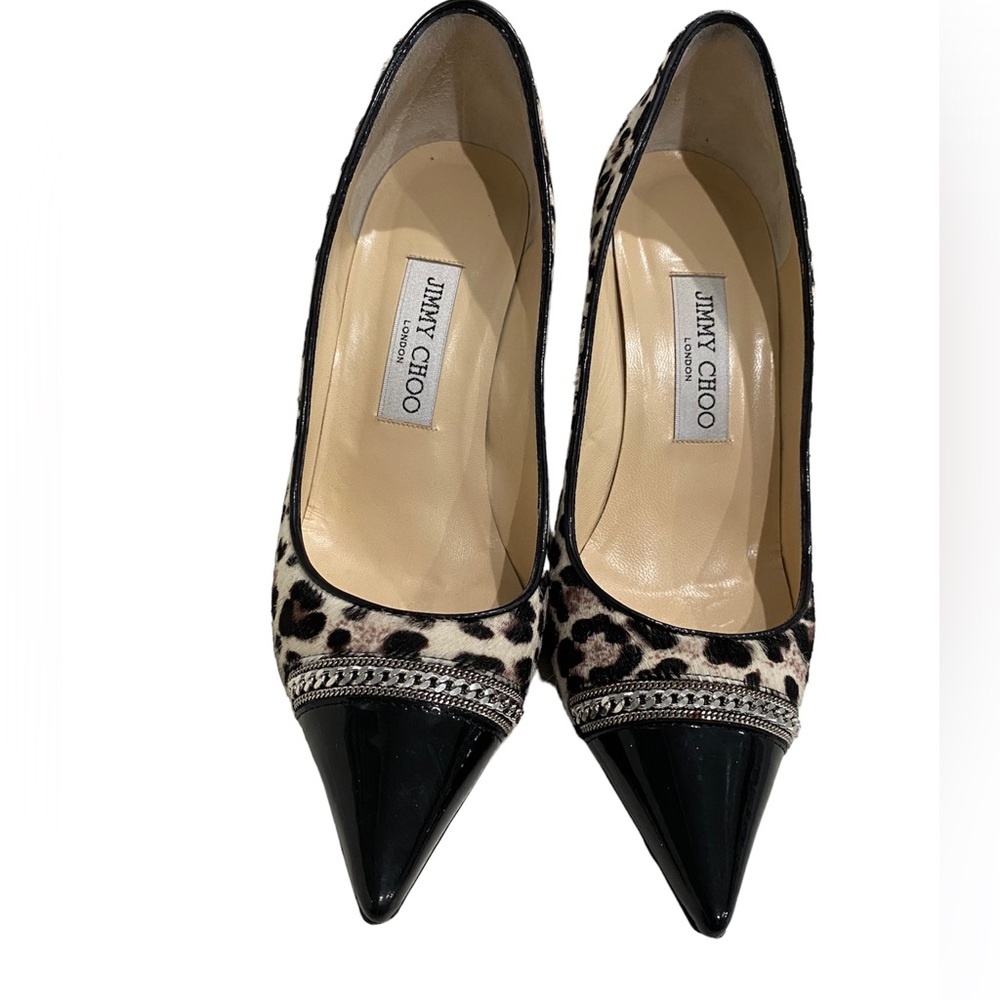 Authentic Jimmy Choo Pony Hair Leopard Heels - Size 37.5 - Chic & Sophisticated